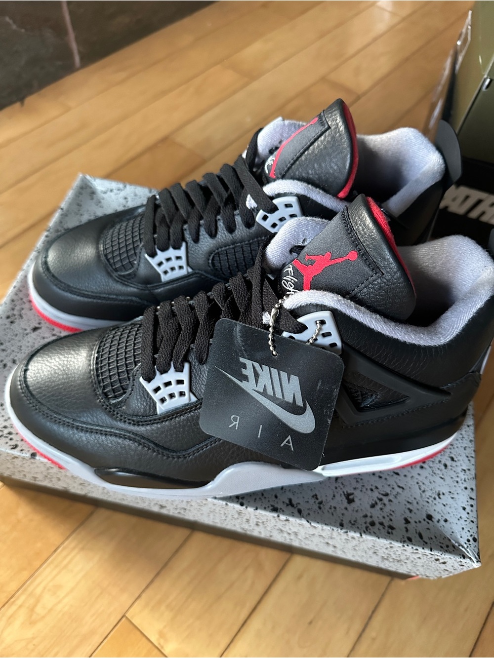 2024 Air Jordan 4 “Bred Reimagined” (black leather upper)
